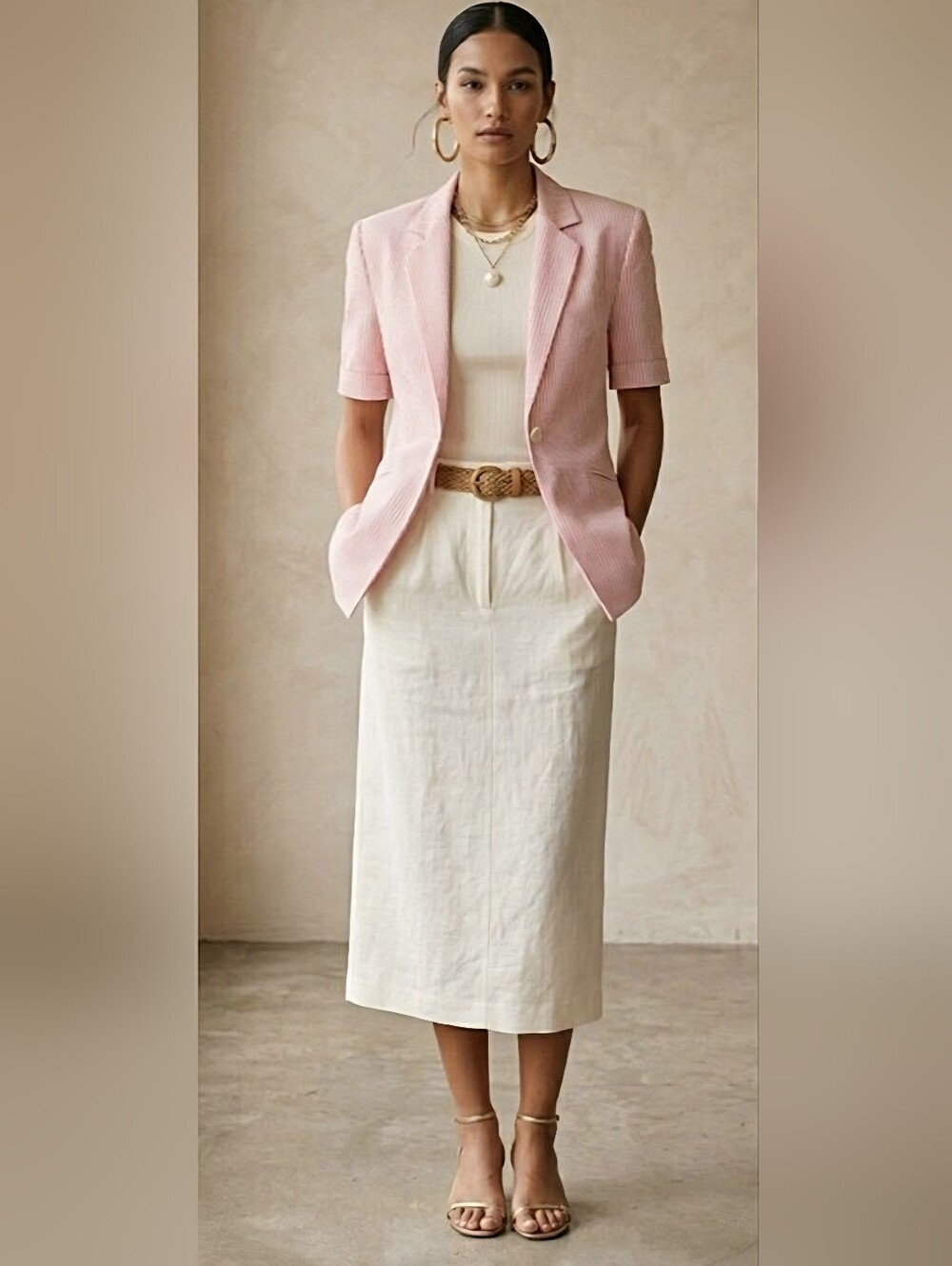 Vintage Jones New York Pinstripe Seersucker Blazer Jacket / Sz 4 / Pink, White